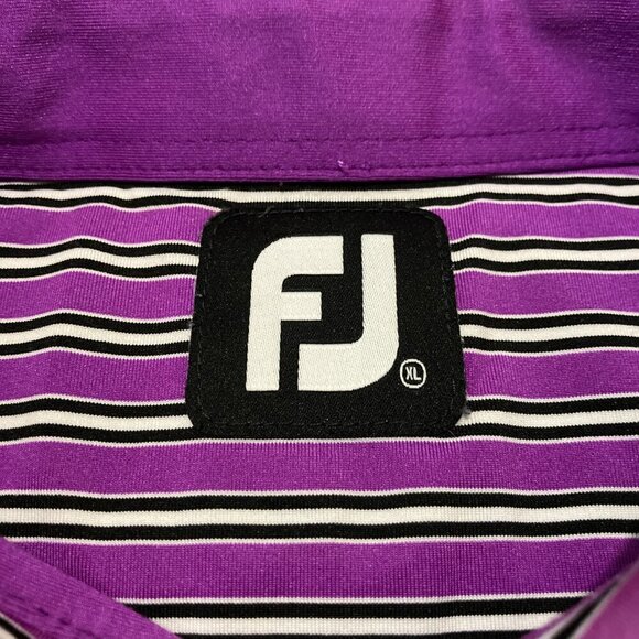 Footjoy Golf Polo Shirt Mens XL Purple White Striped Short Sleeve Lightweight - Picture 4 of 7